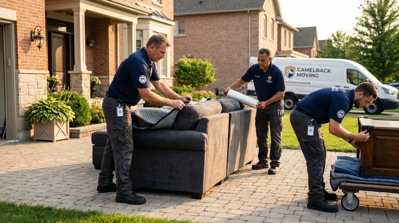 Large estate moving crew wrapping furniture in Woodville, TX